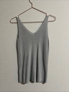 Silver Knit V-Neck Tank Top - Women's